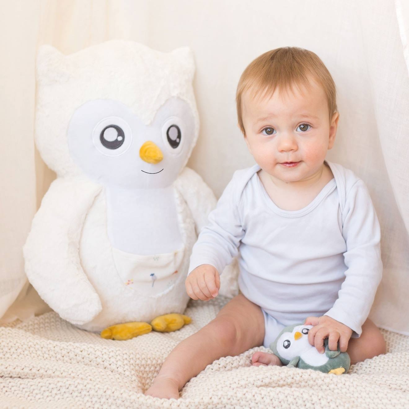 Grande peluche chouette blanc