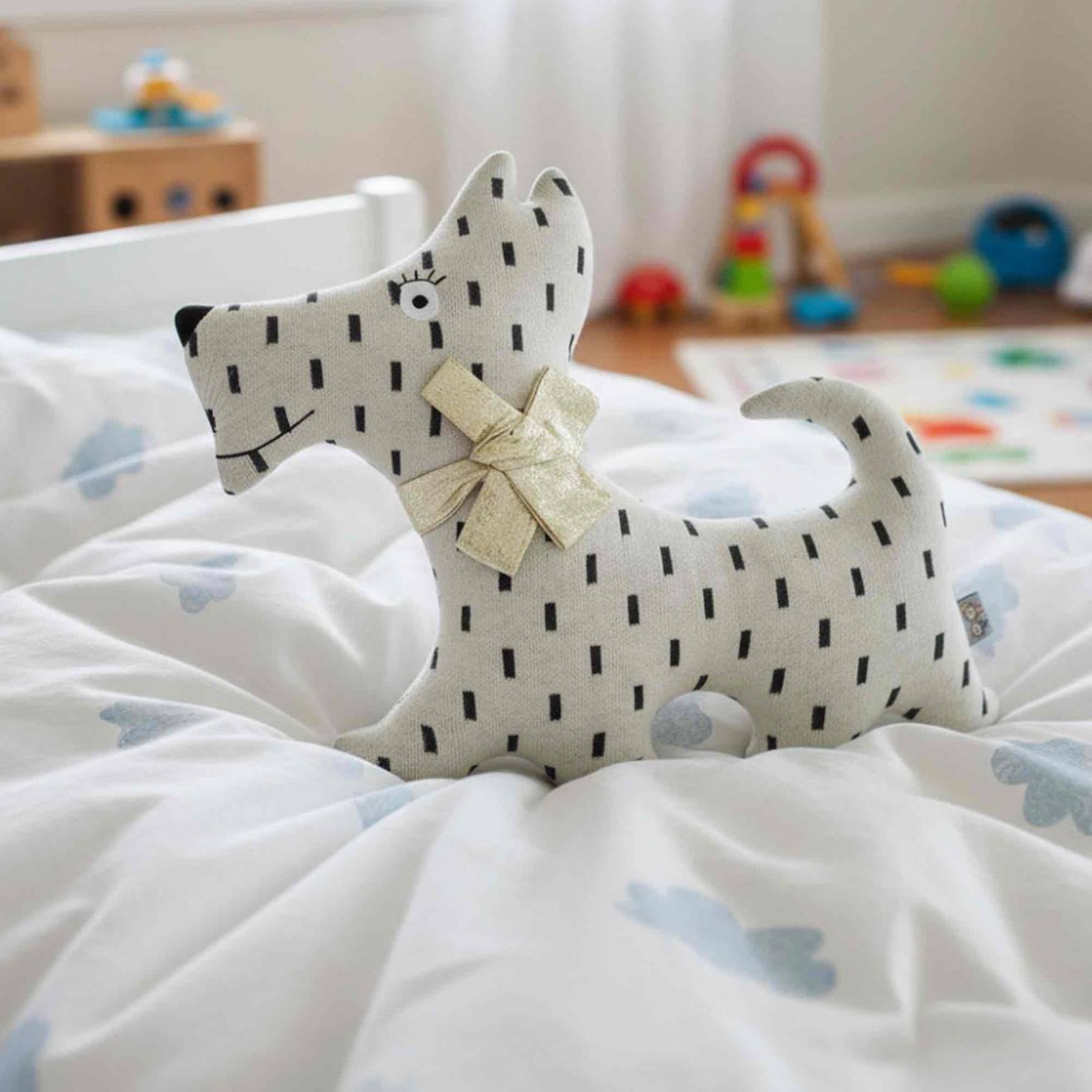 Grande peluche en coton - chien scotty beige