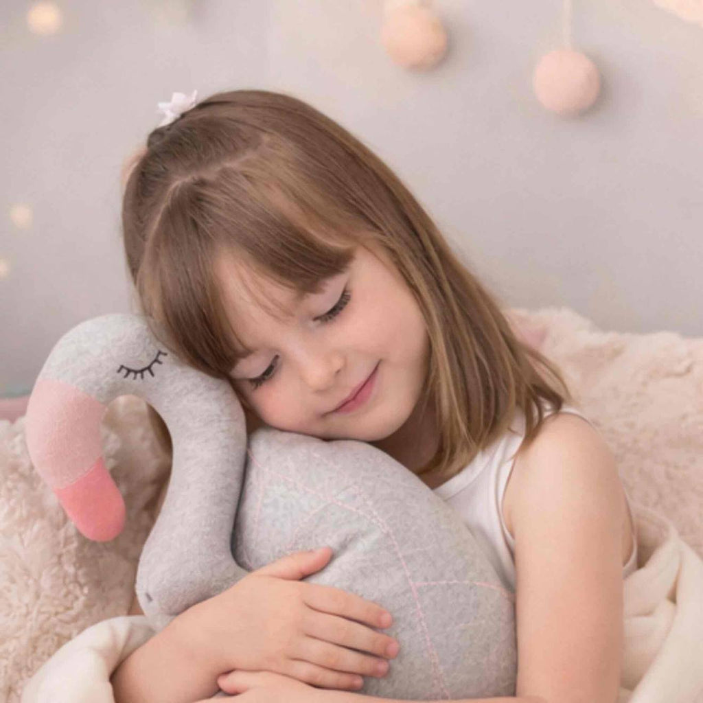 Grande peluche flamant rose en coton gris