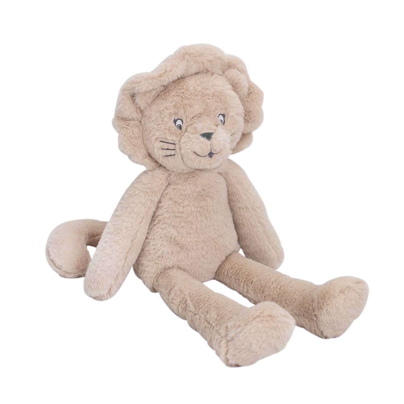 Grande peluche lion pour bébé beige