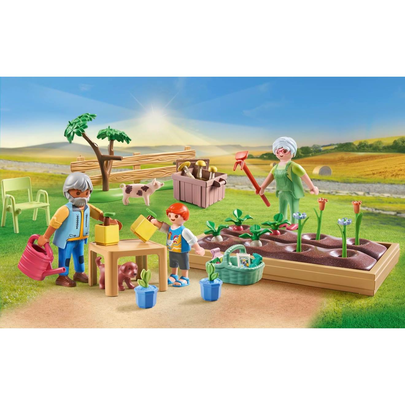 Grands-parents et potager - country 71443 multicolore