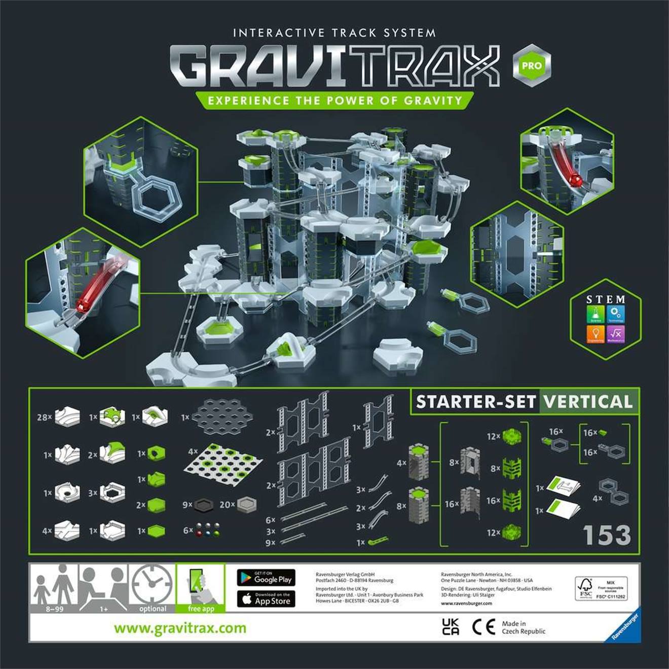 Gravitax pro - kit de démarrage vertical circuits à billes multicolore
