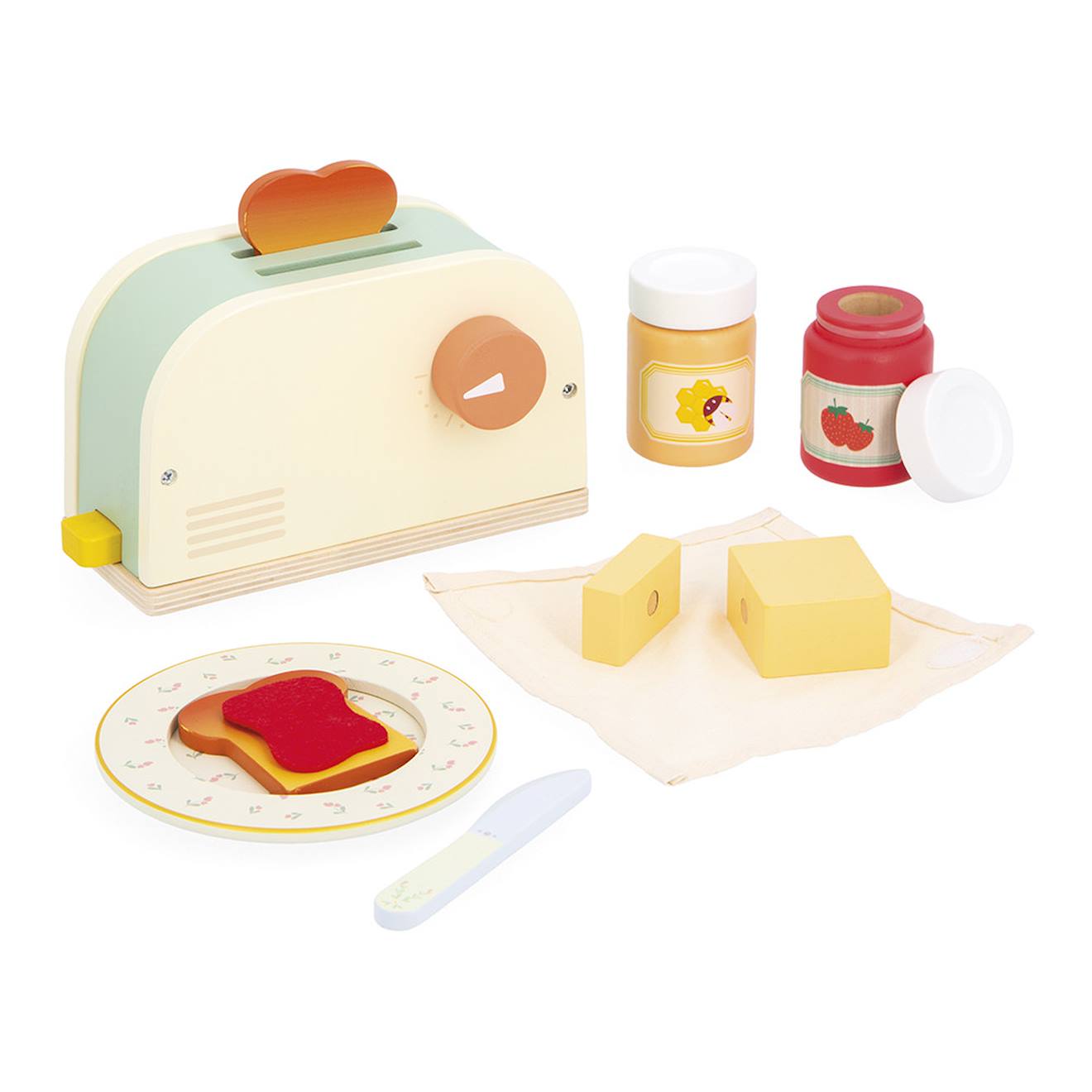 Grillé-pain en bois FSC, 10 accessoires multicolore