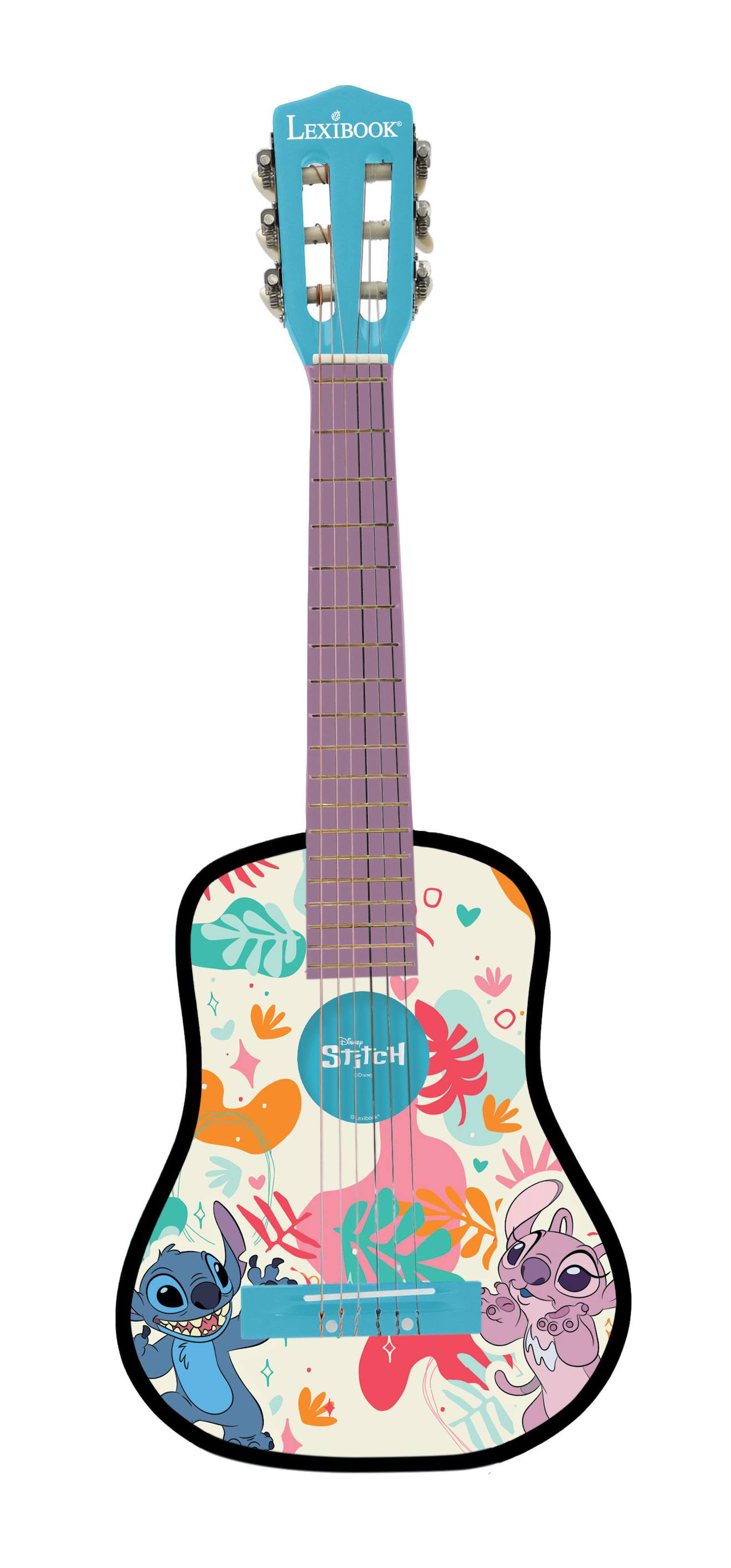 Guitare acoustique Stitch - 6 cordes nylon, 78 cm, guide apprentissage, médiator, sangle violet