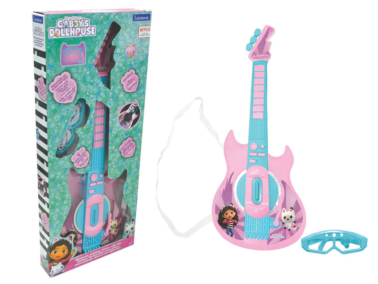 Guitare électronique lumineuse avec lunettes et micro Gabby et la Maison Magique rose