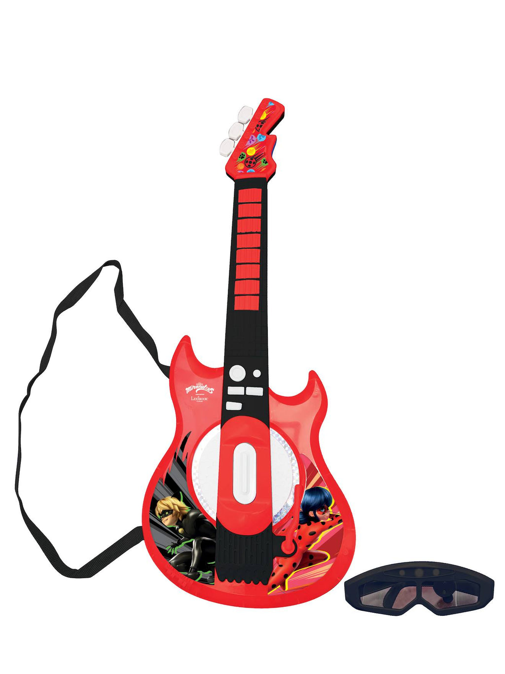 Guitare électronique lumineuse avec lunettes et micro miraculous rouge