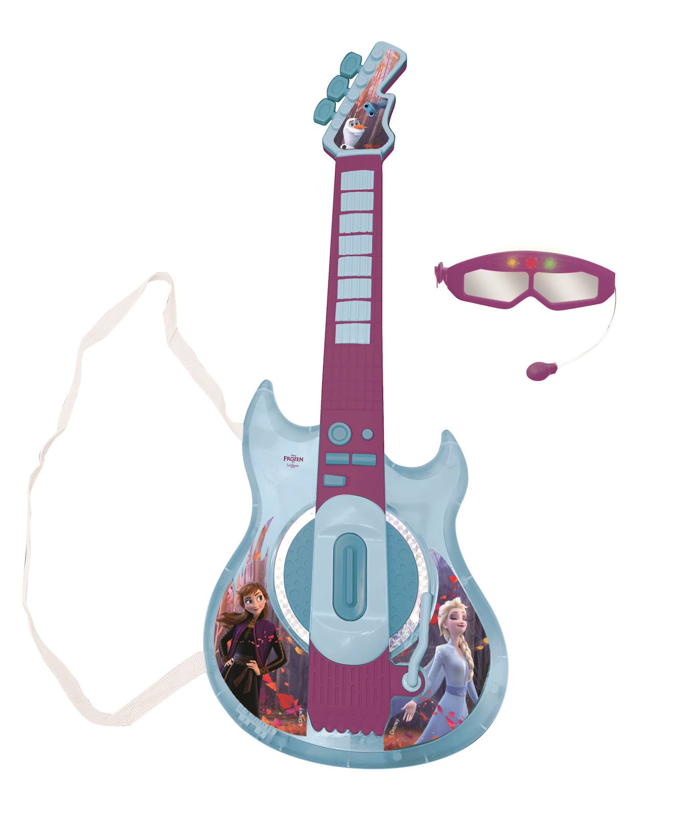 Guitare électronique lumineuse avec lunettes et micro Reine des Neiges violet