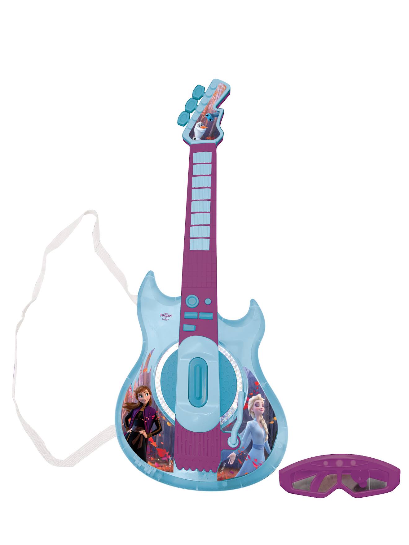 Guitare électronique lumineuse avec lunettes et micro Reine des Neiges violet