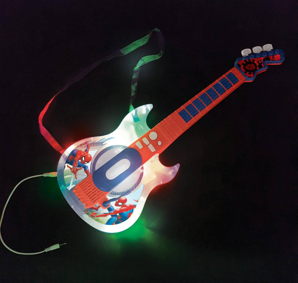 Guitare électronique lumineuse avec lunettes et micro Spider-Man bleu