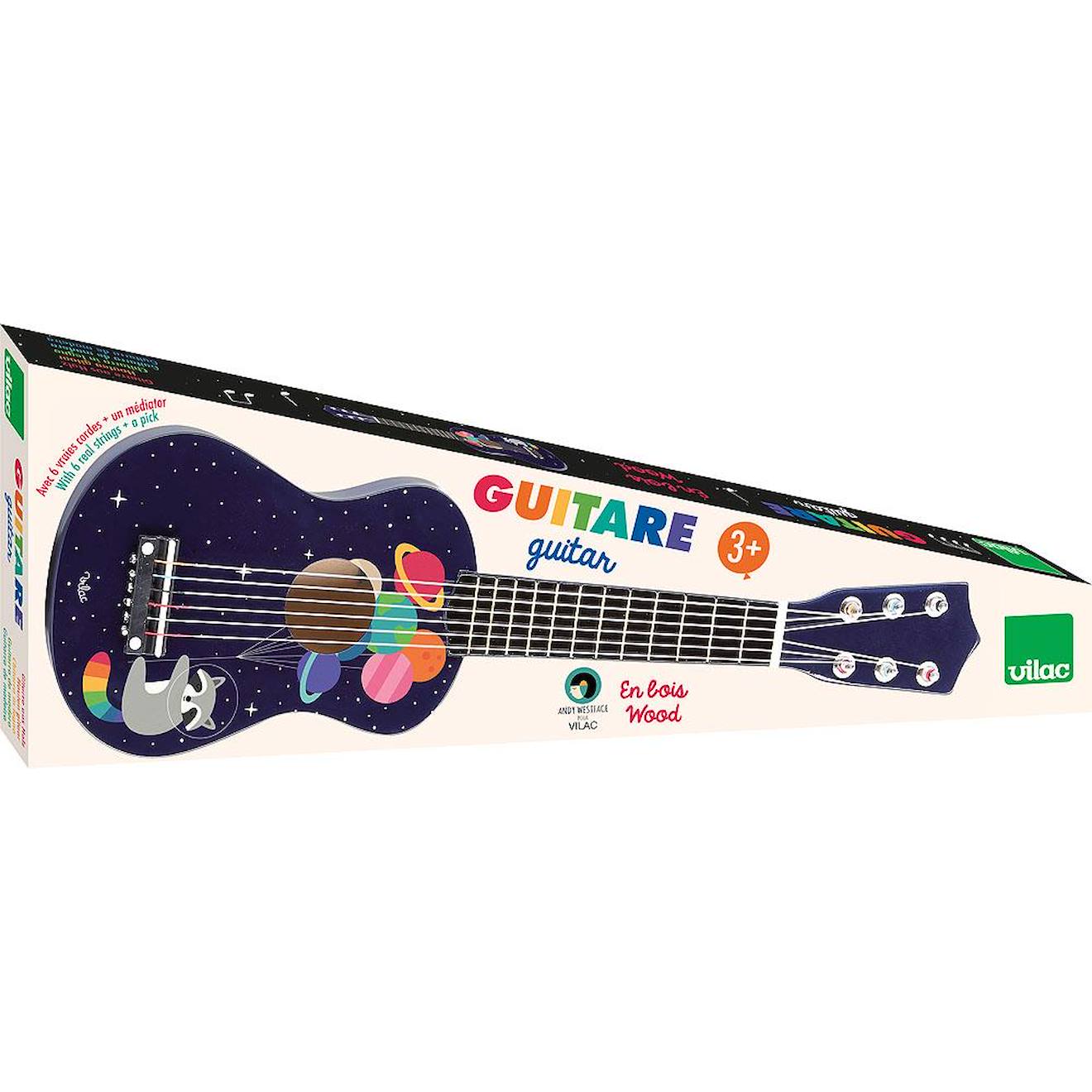 Guitare en bois pour enfant bleu
