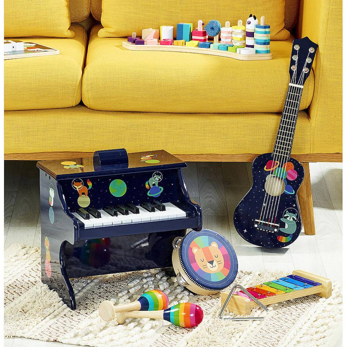 Guitare en bois pour enfant bleu