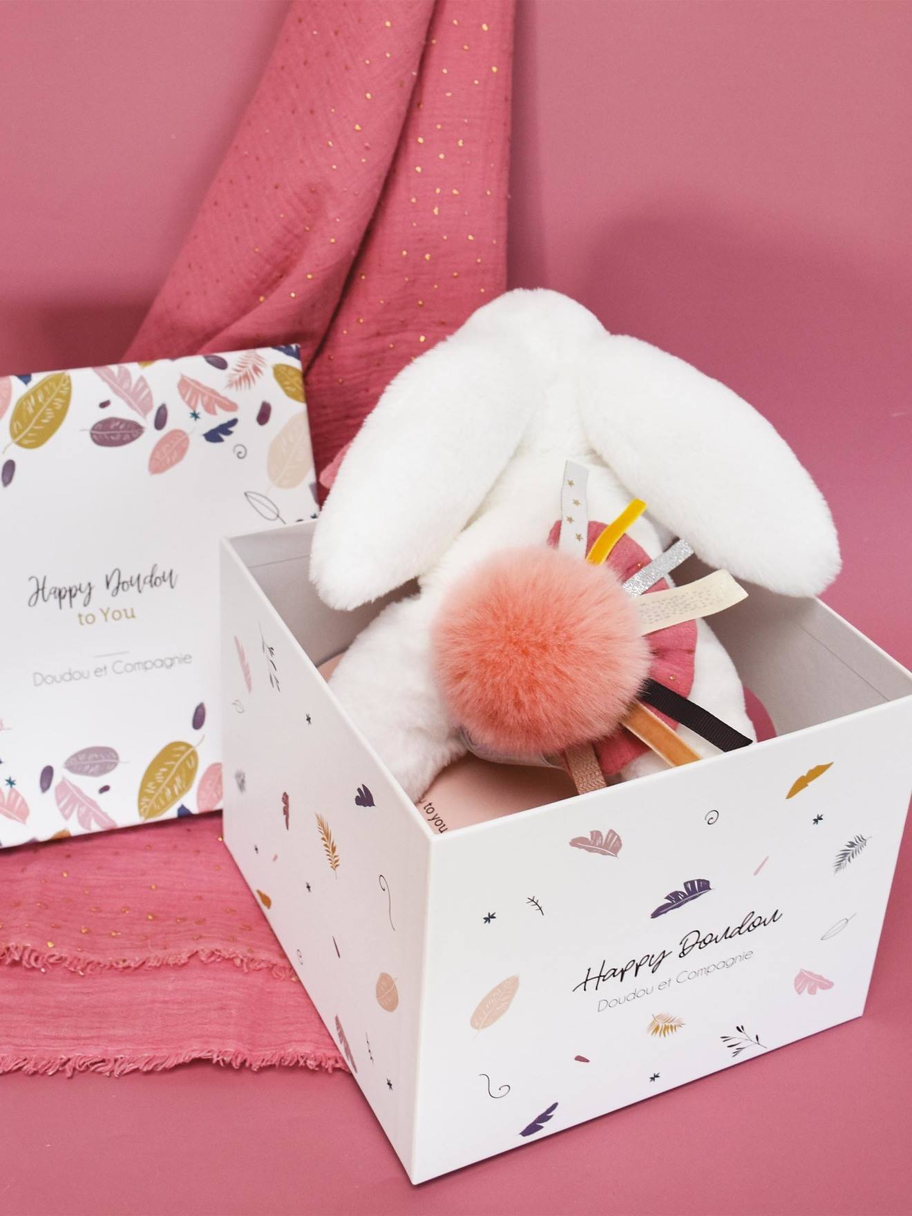 Happy doudou pantin 25cm bois de rose