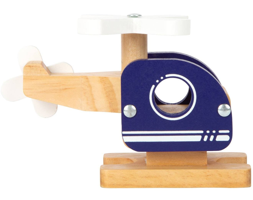 Hélicoptère en bois bleu