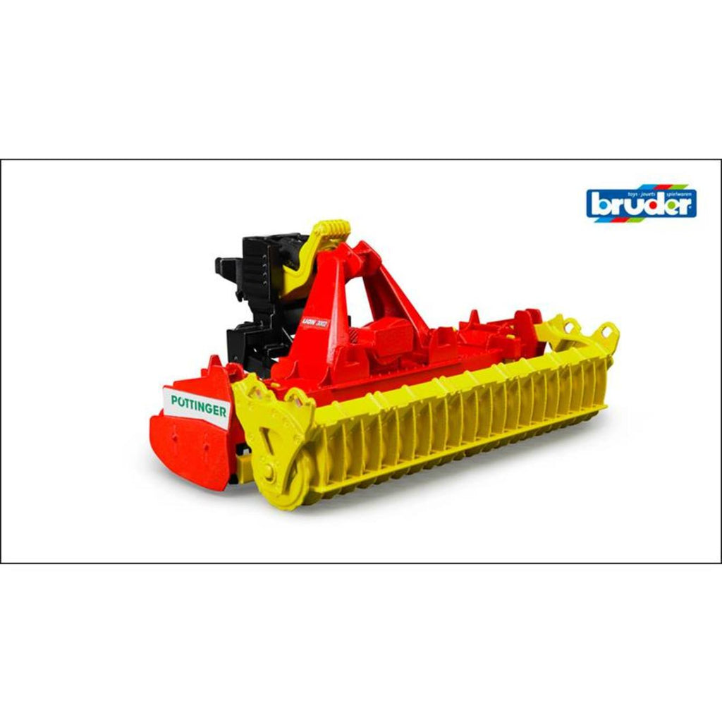 Herse rotative pöttinger lion 3002 rouge et jaune