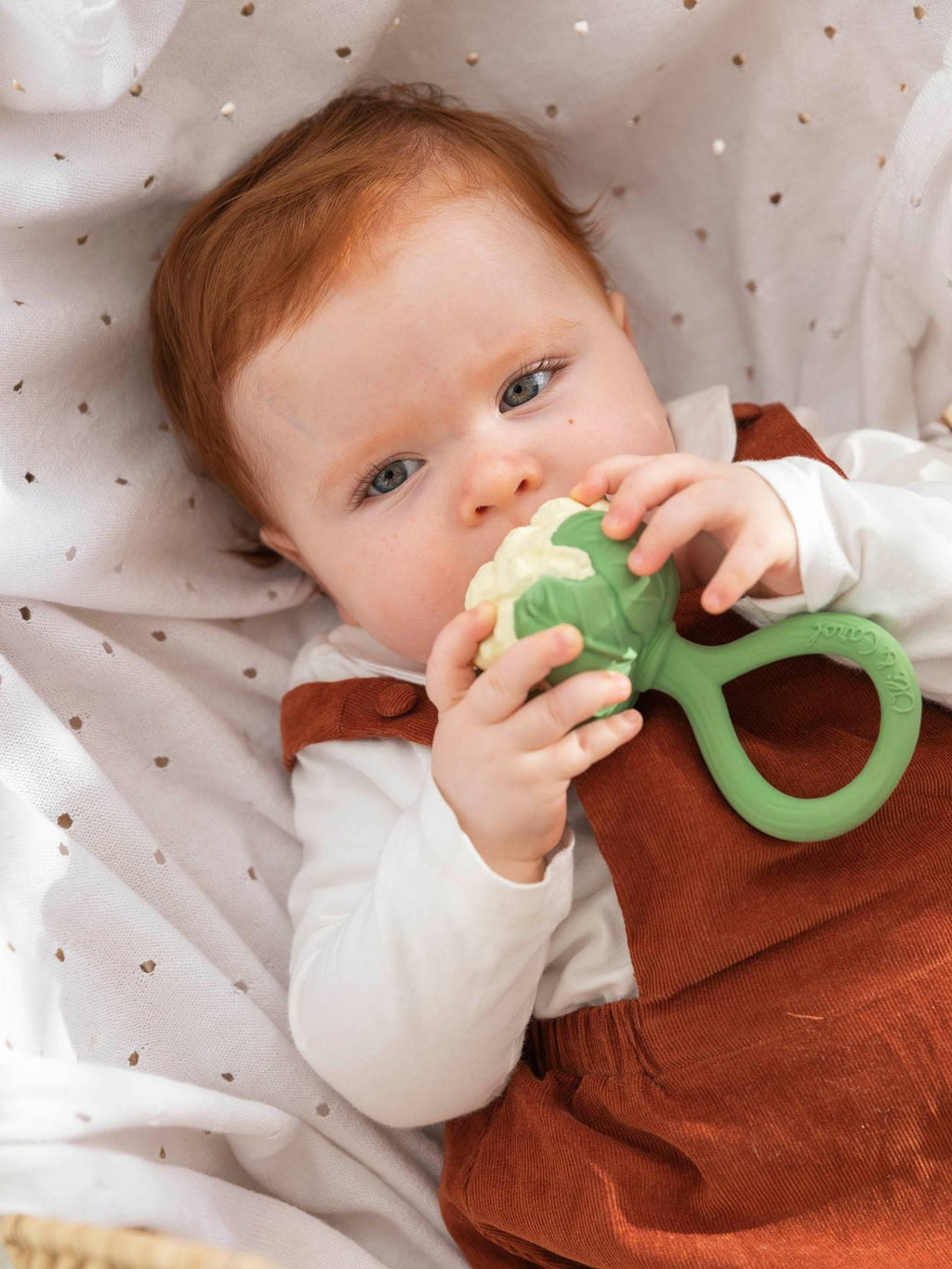 Hochet anneau de dentition chou-fleur - blanc
