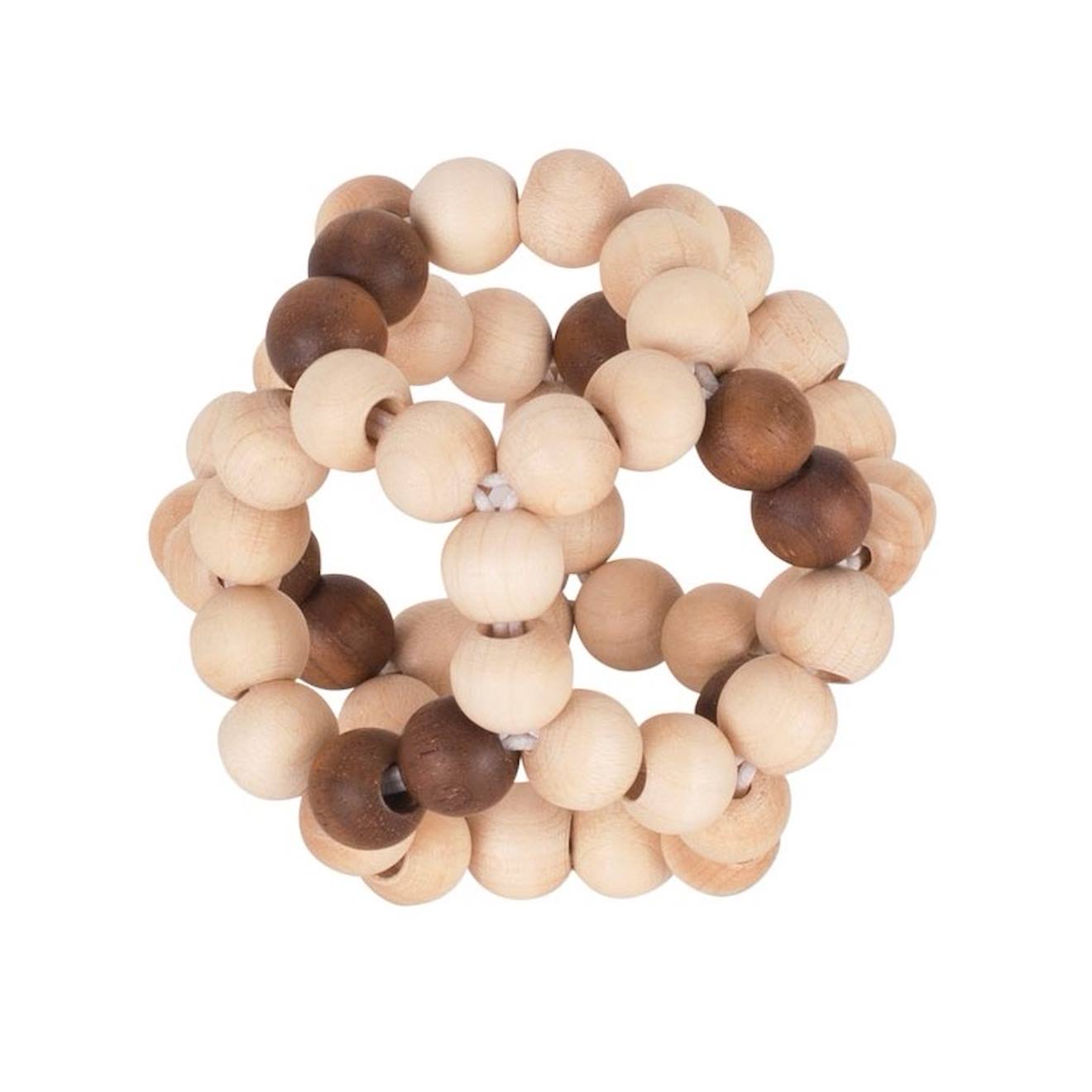 Hochet balle flexible en bois nature multi-coloured