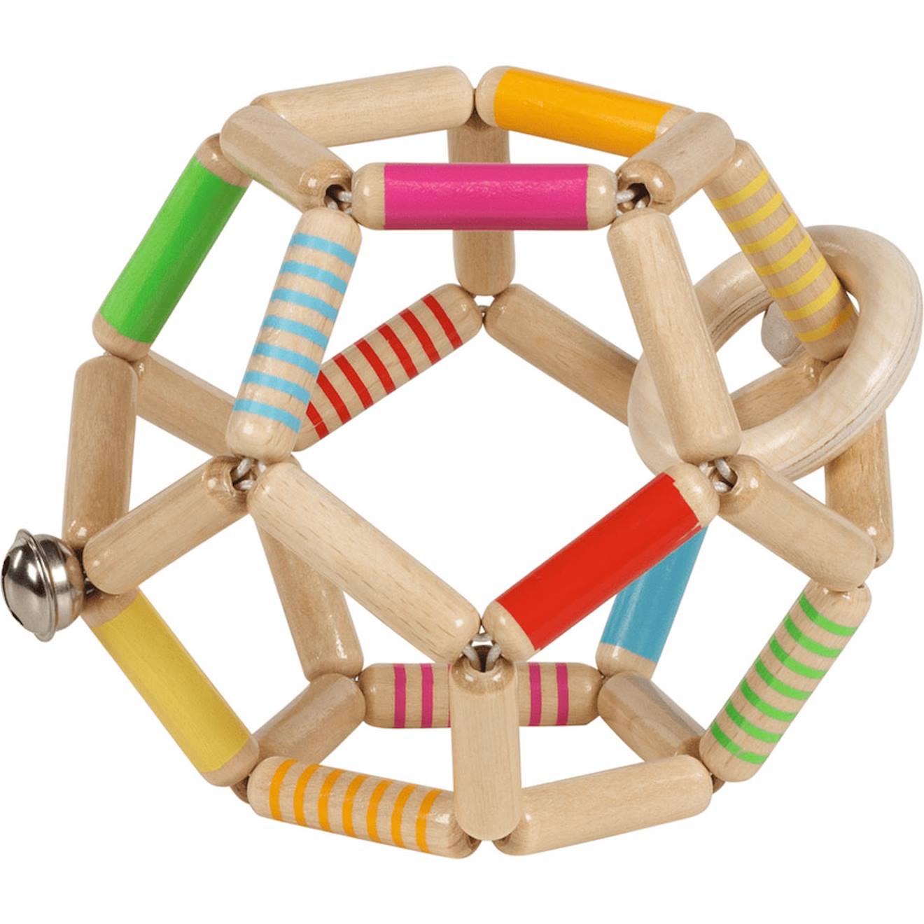 Hochet balle flexible en bois multi-coloured