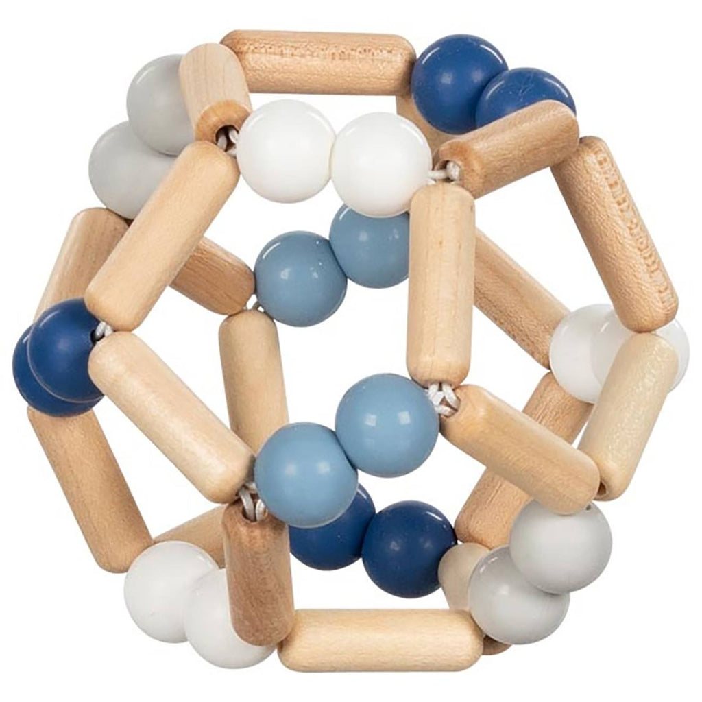 Hochet balle flexible en bois bleu