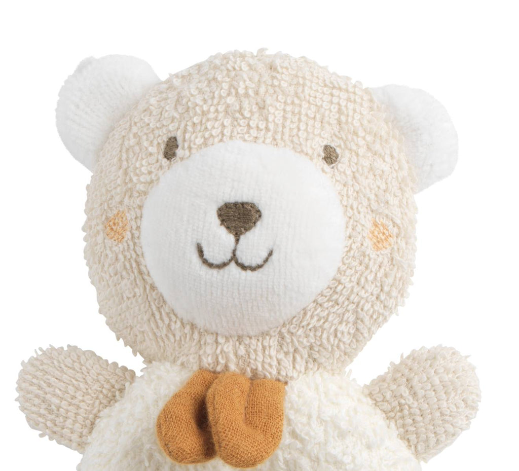 Hochet bébé en coton bio - petit soleil beige