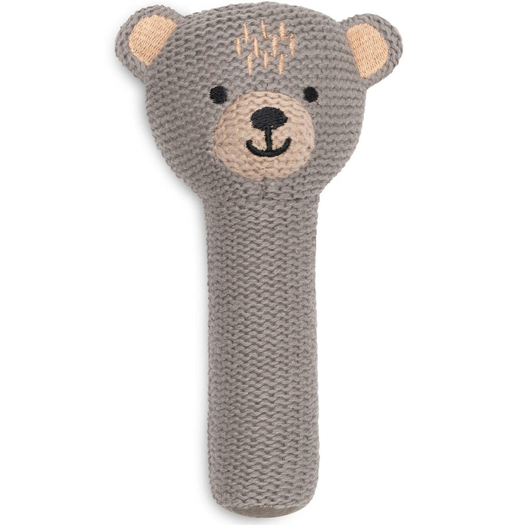 Hochet bébé en coton gris, marron