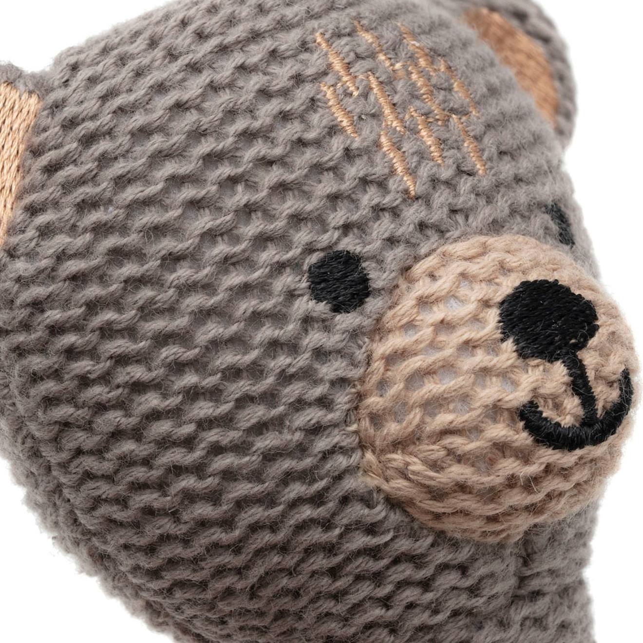 Hochet bébé en coton gris, marron