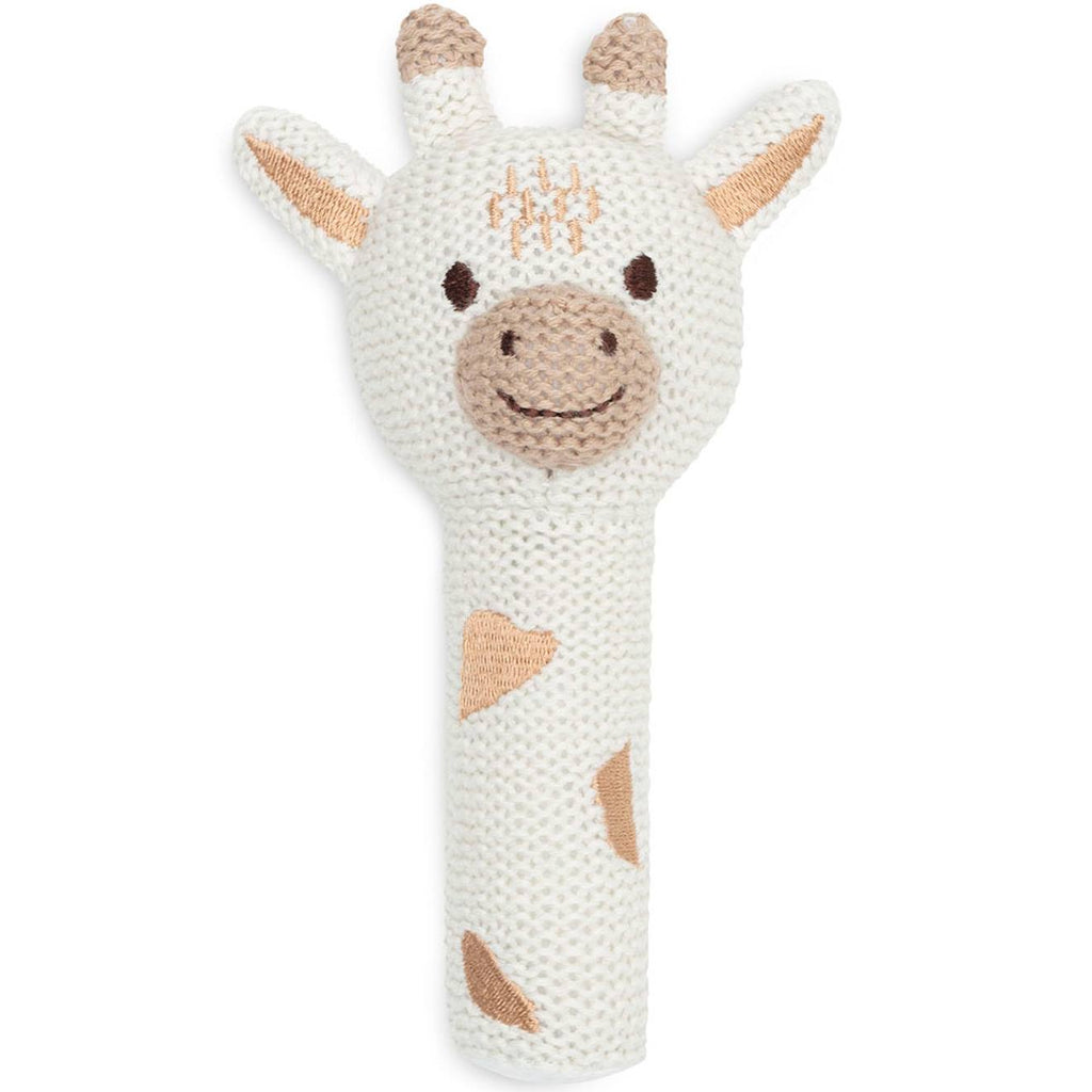 Hochet bébé en coton blanc, marron