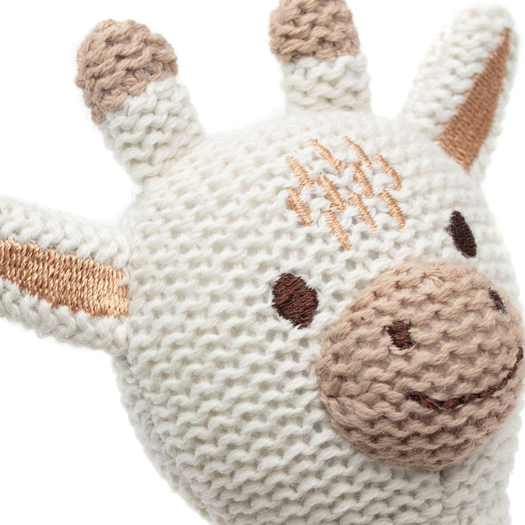 Hochet bébé en coton blanc, marron