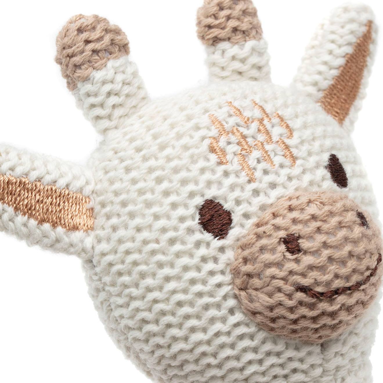 Hochet bébé en coton blanc, marron