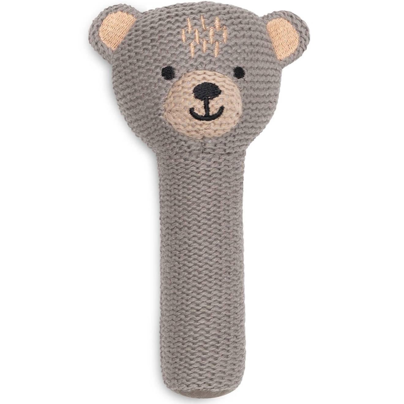 Hochet bébé en coton gris, marron