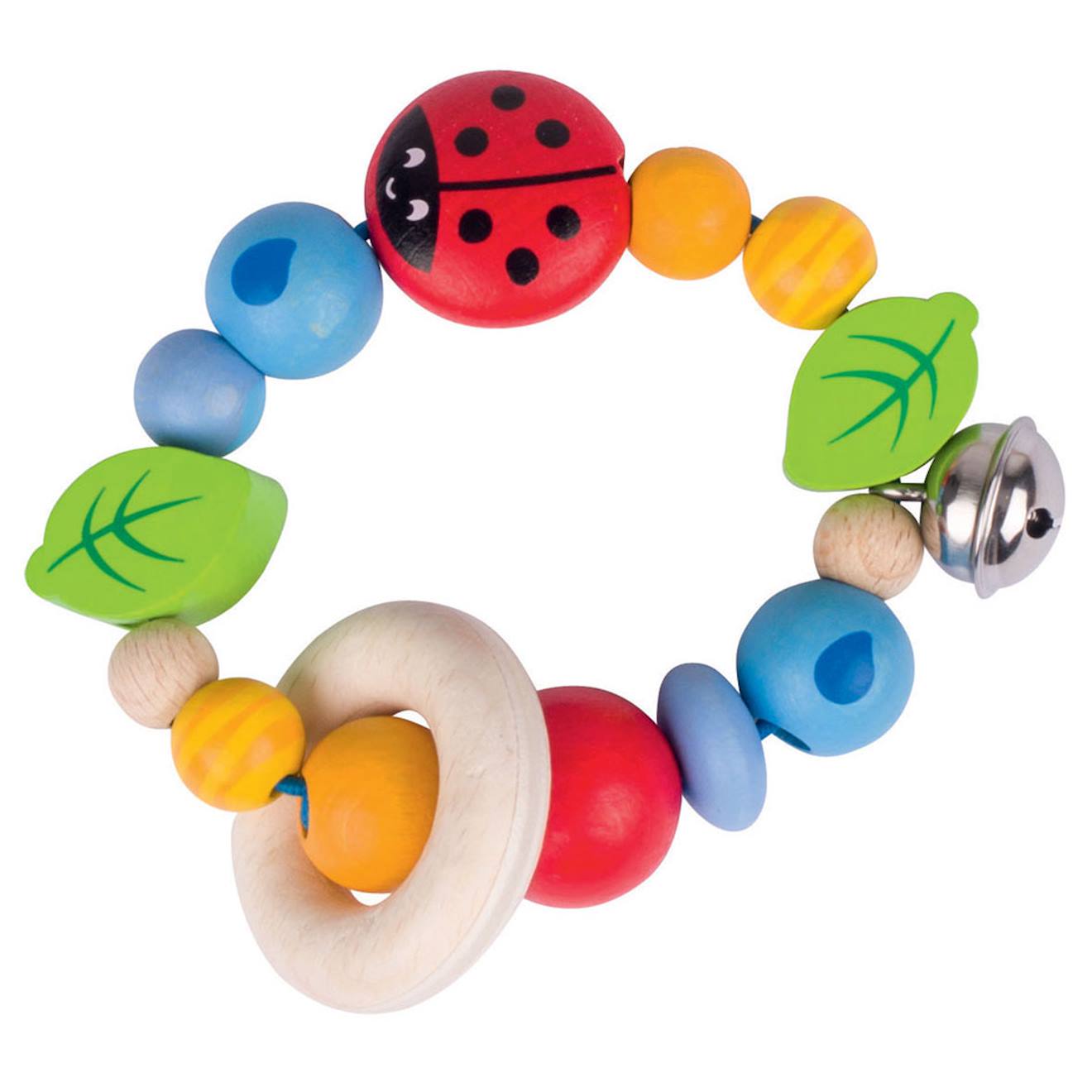 Hochet bois flexible coccinelle multi-coloured