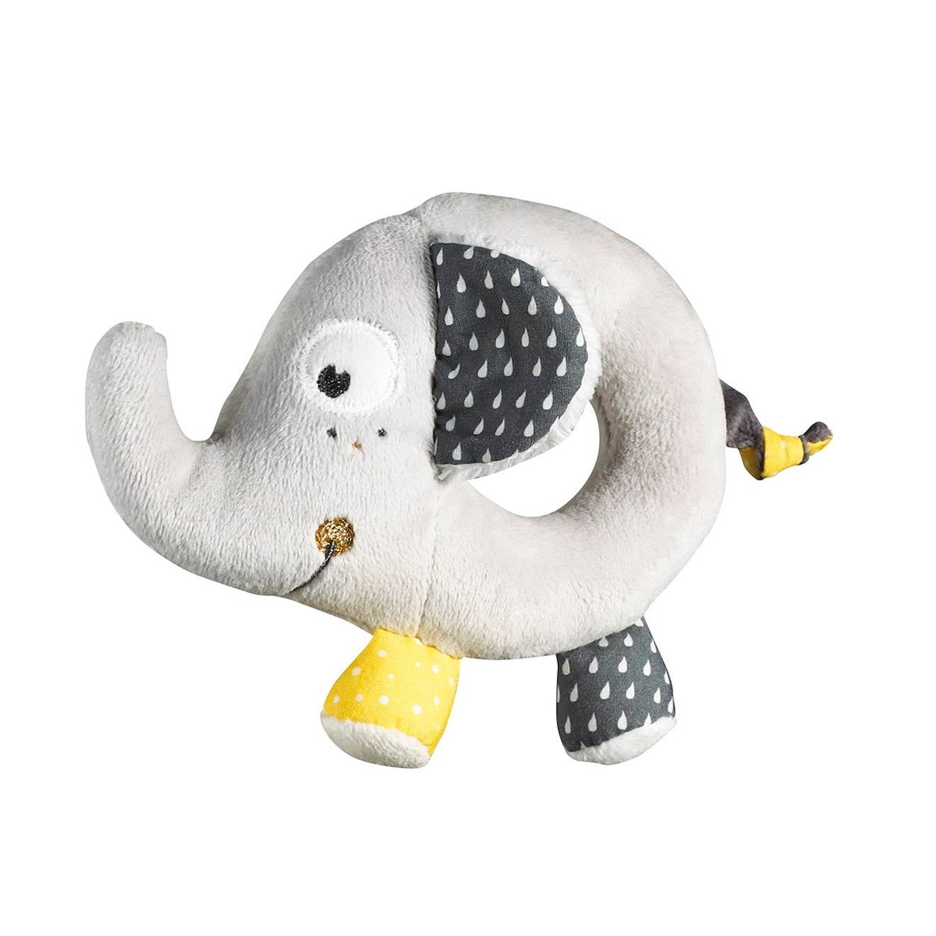Hochet eléphant en velours - babyfan gris