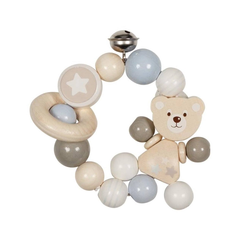 Hochet en bois ourson beige