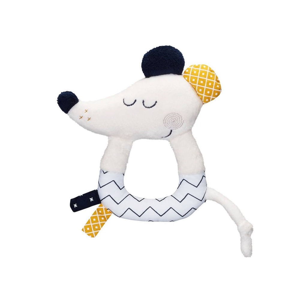 Hochet en velours - hello blanc