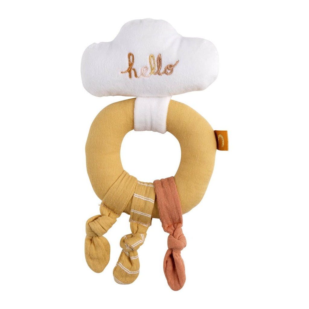 Hochet en velours moutarde - sunlight moutarde