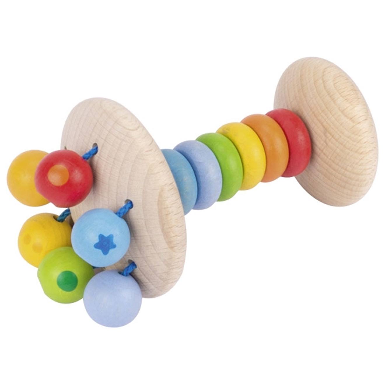 Hochet flexible arc-en-ciel en bois multi-coloured
