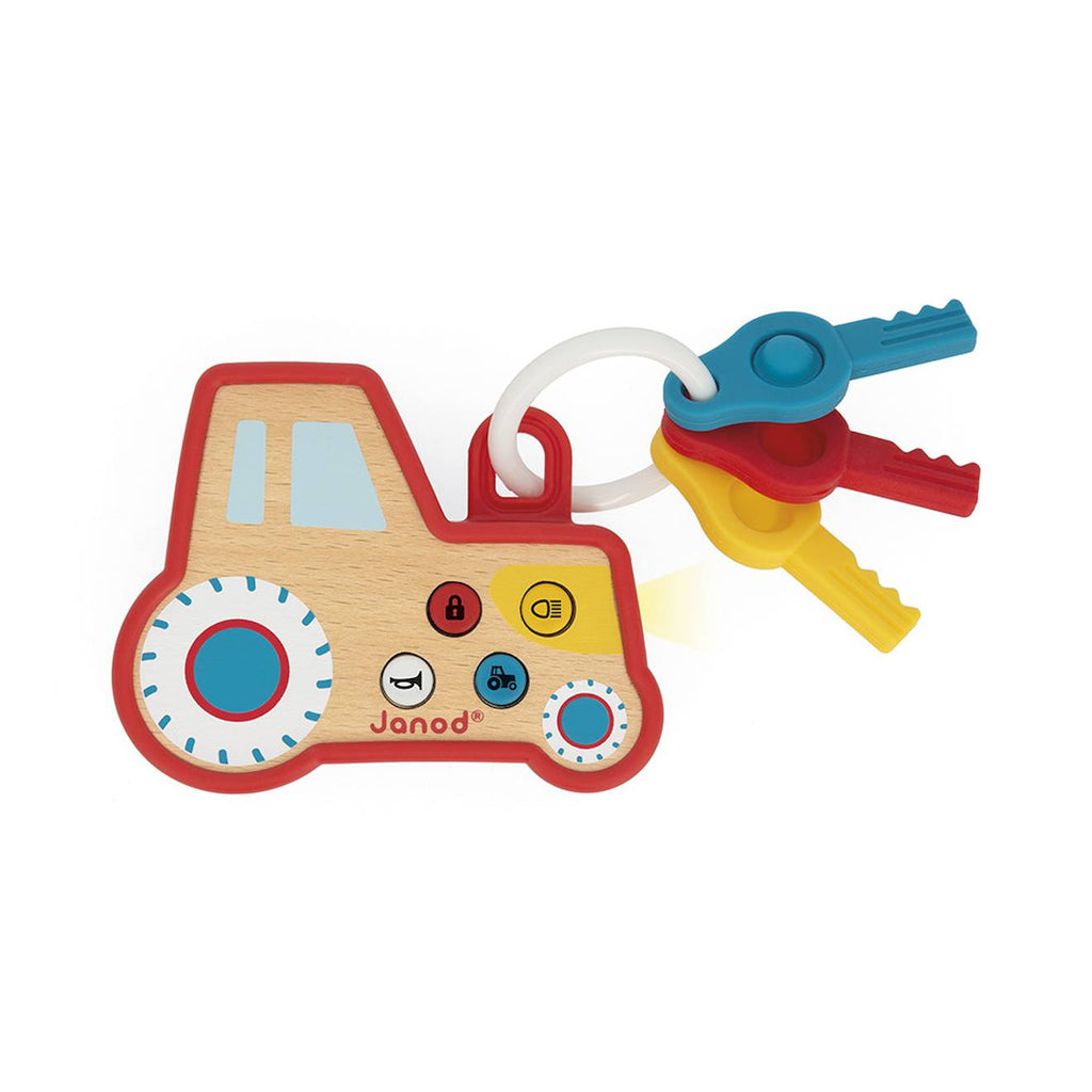 Hochet interactif porte-clés tracteur rouge