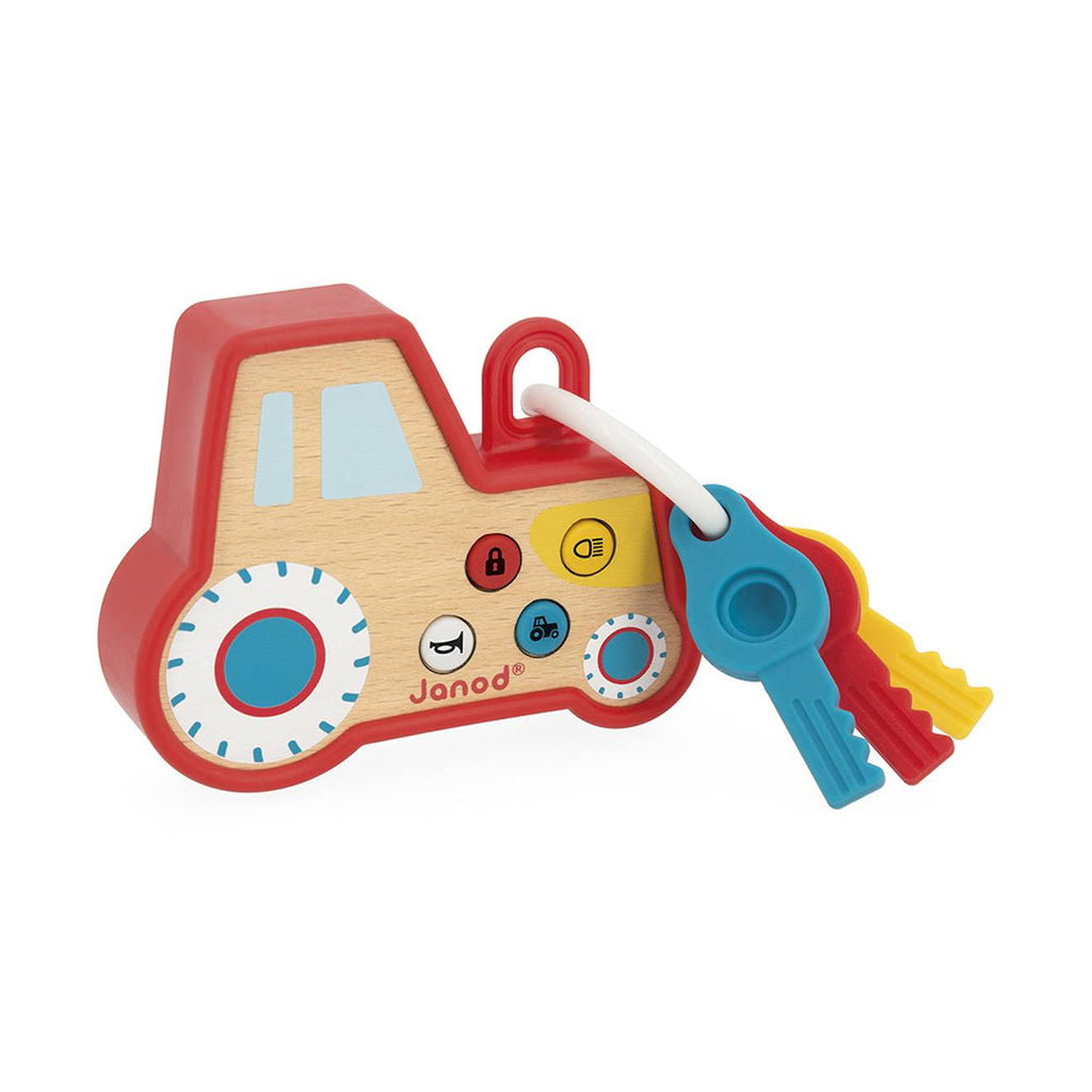 Hochet interactif porte-clés tracteur rouge