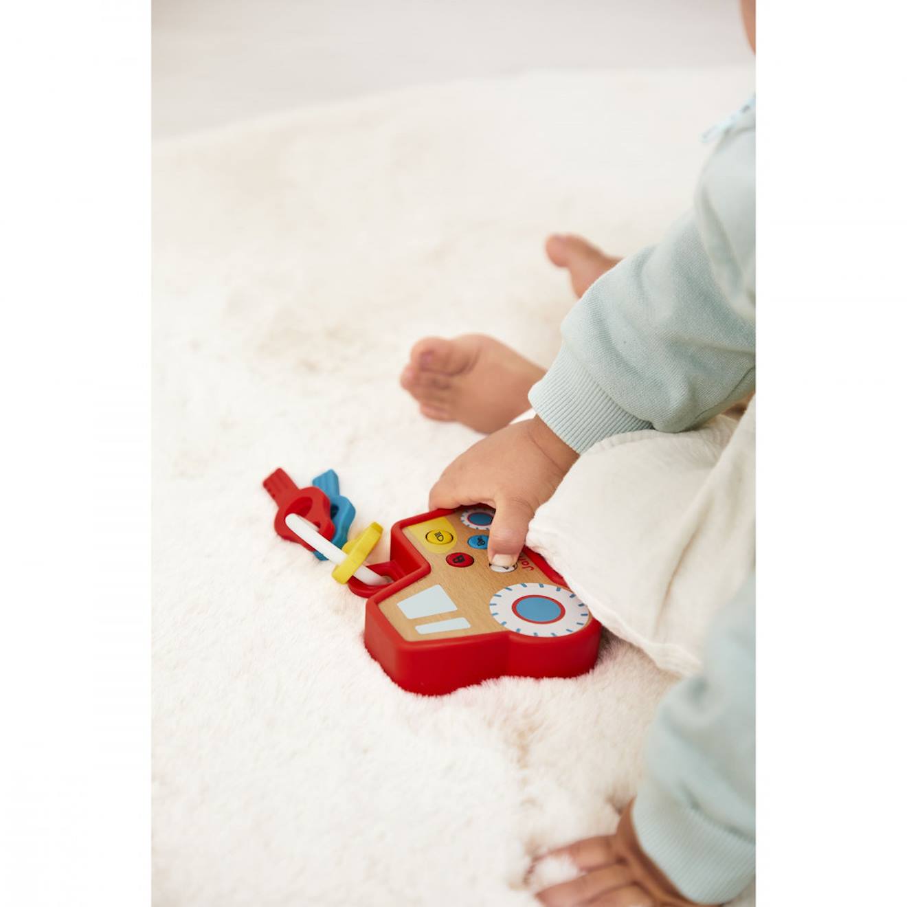 Hochet interactif porte-clés tracteur rouge