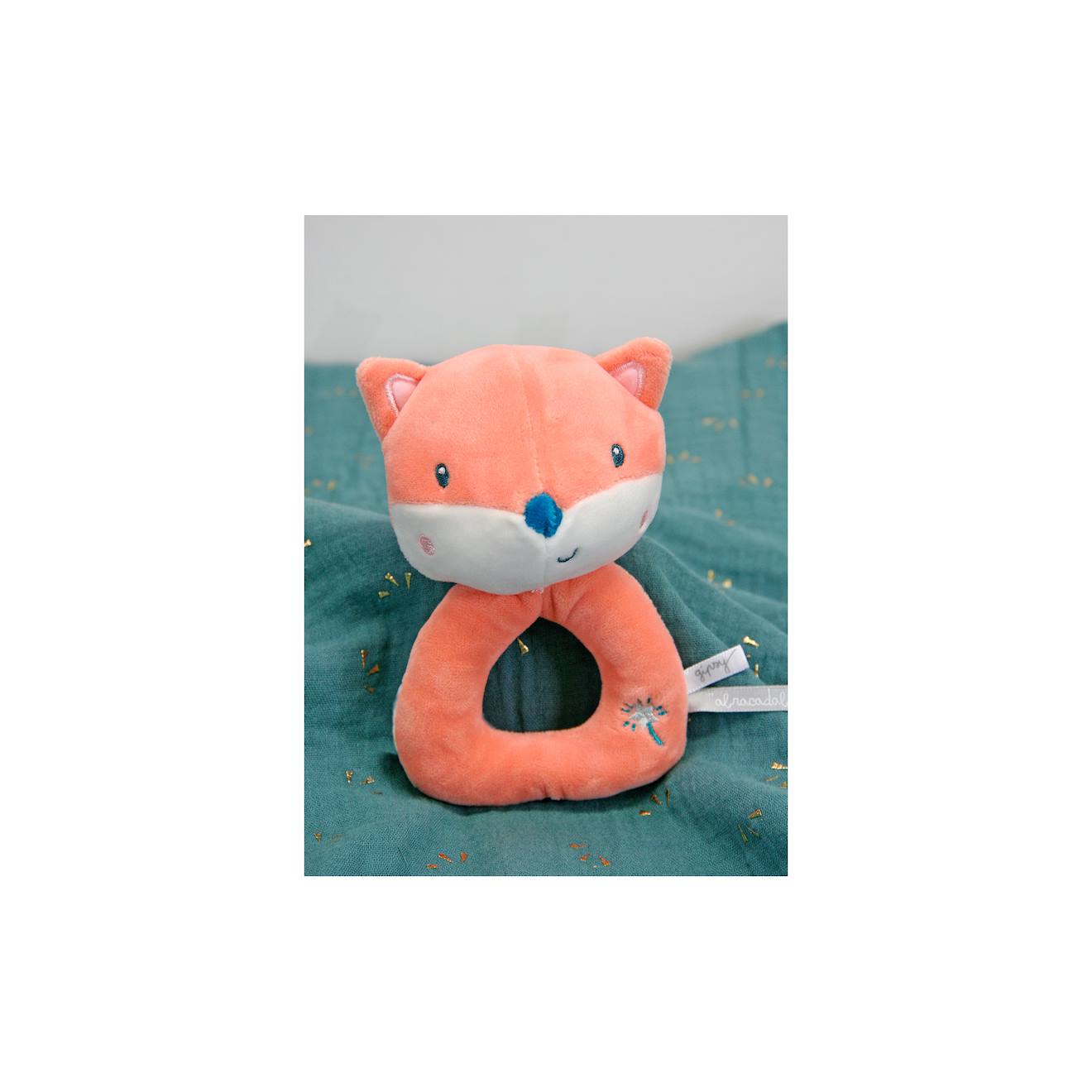 Hochet les ptits féeriques renard - 14 cm orange