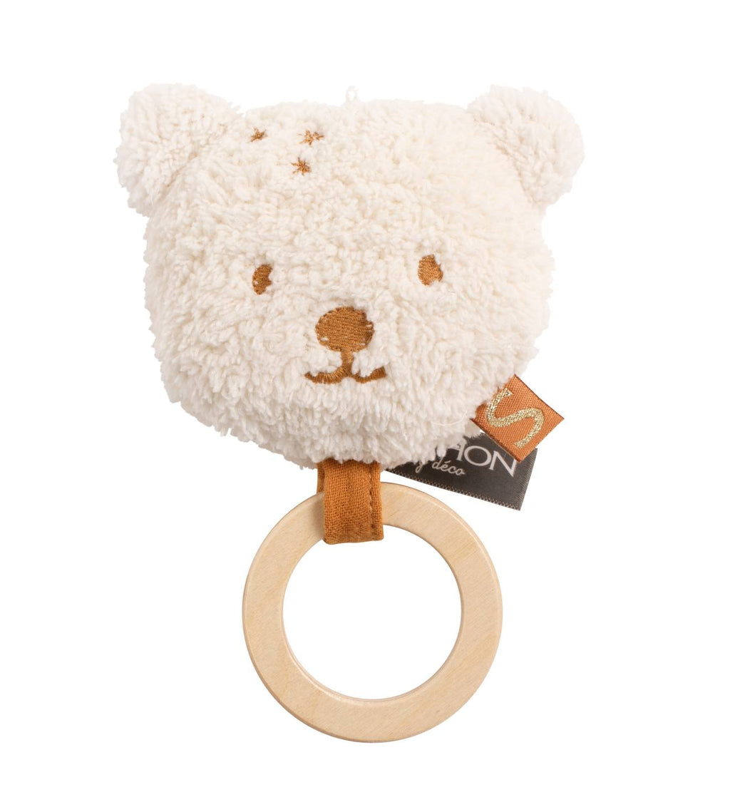 Hochet ours avec anneau en bois - orsino beige/marron