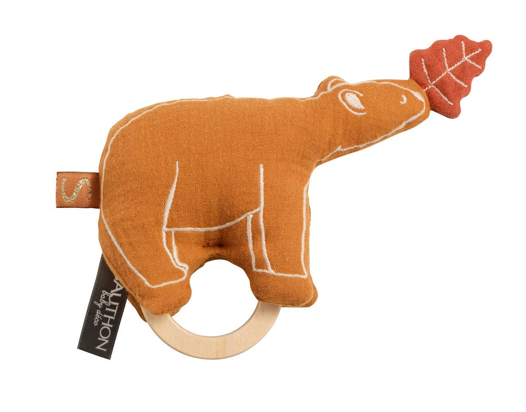 Hochet ours avec anneau en bois - orsino marron