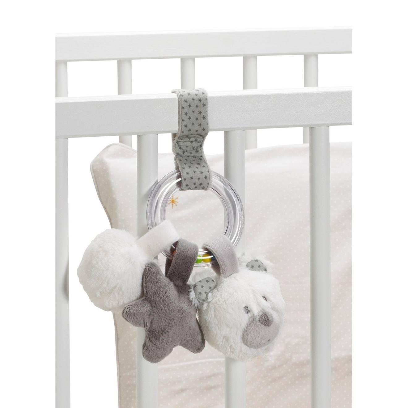 Hochet ours en velours - céleste gris