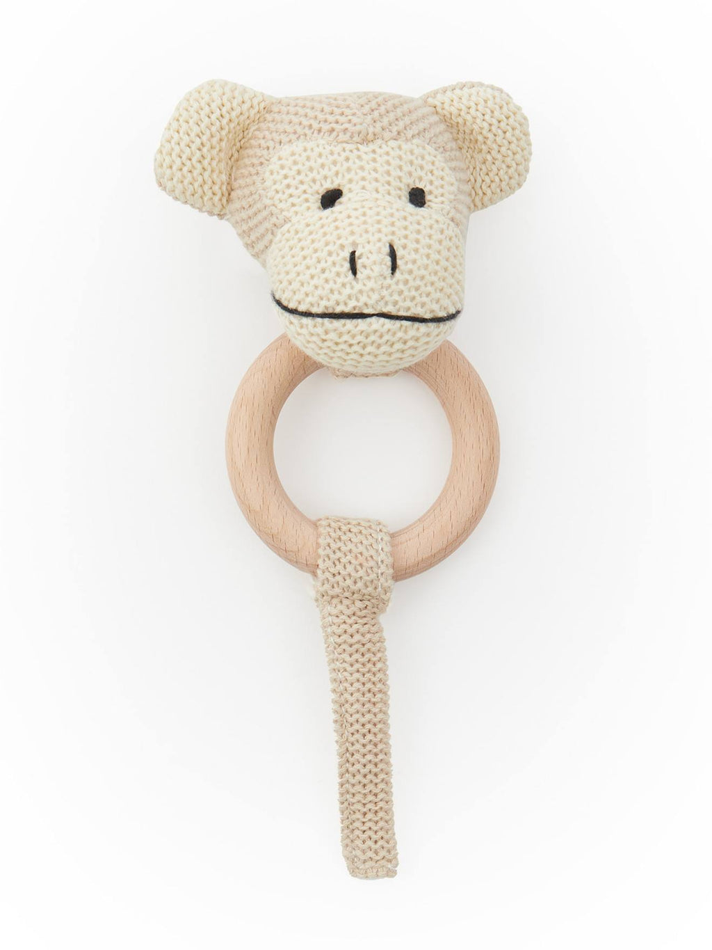 Hochet peluche faon ella, anneau dentition bois singe