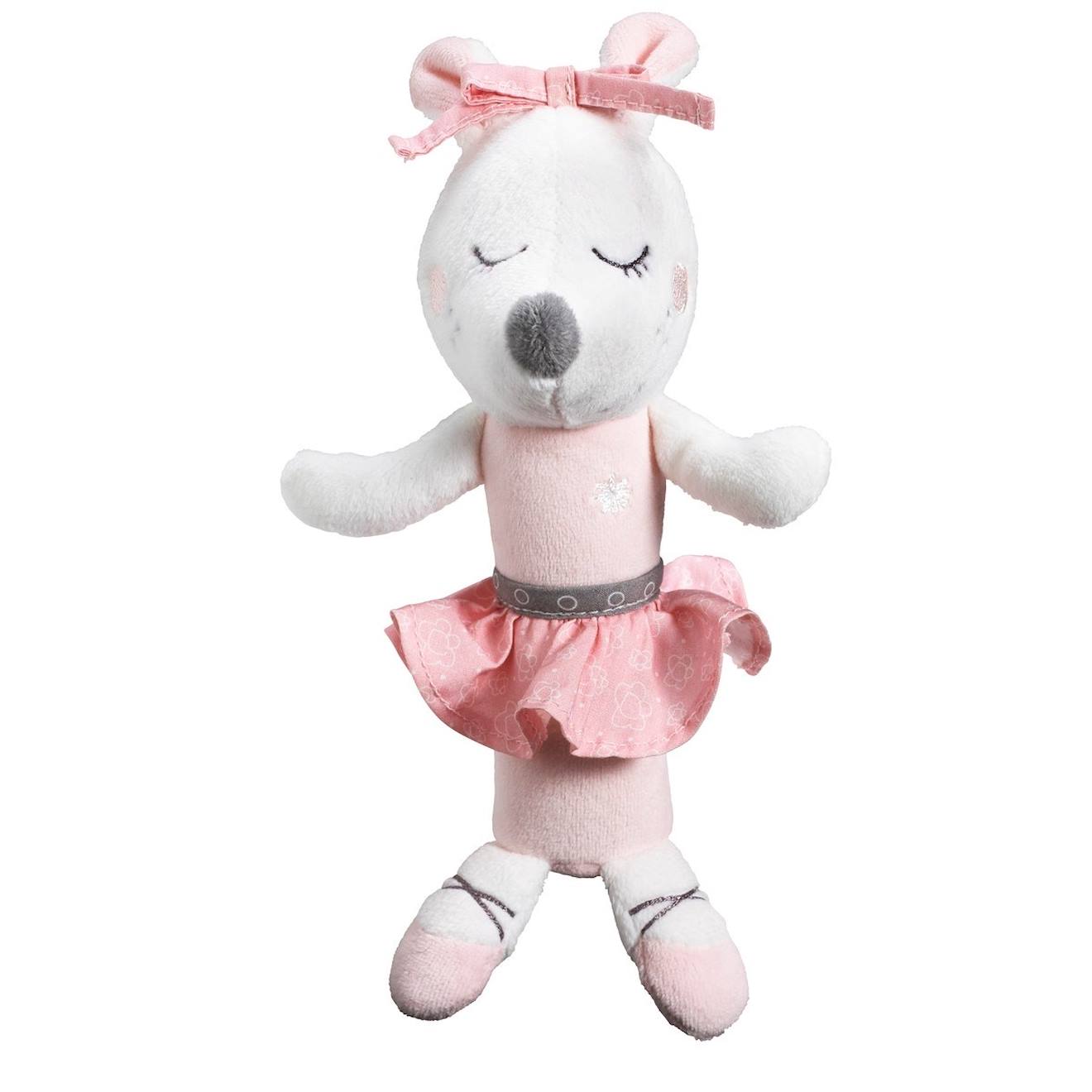 Hochet petite souris danseuse étoile en velours - lilibelle rose