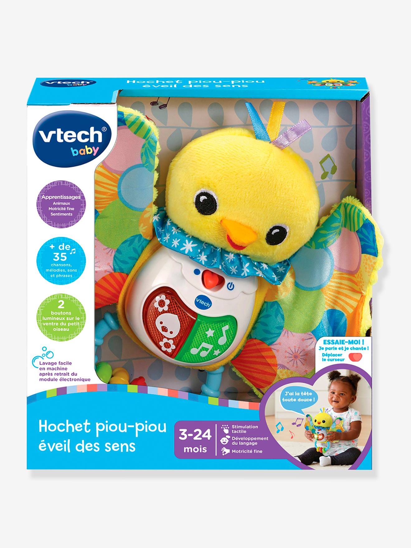 Hochet piou piou éveil des sens - jaune