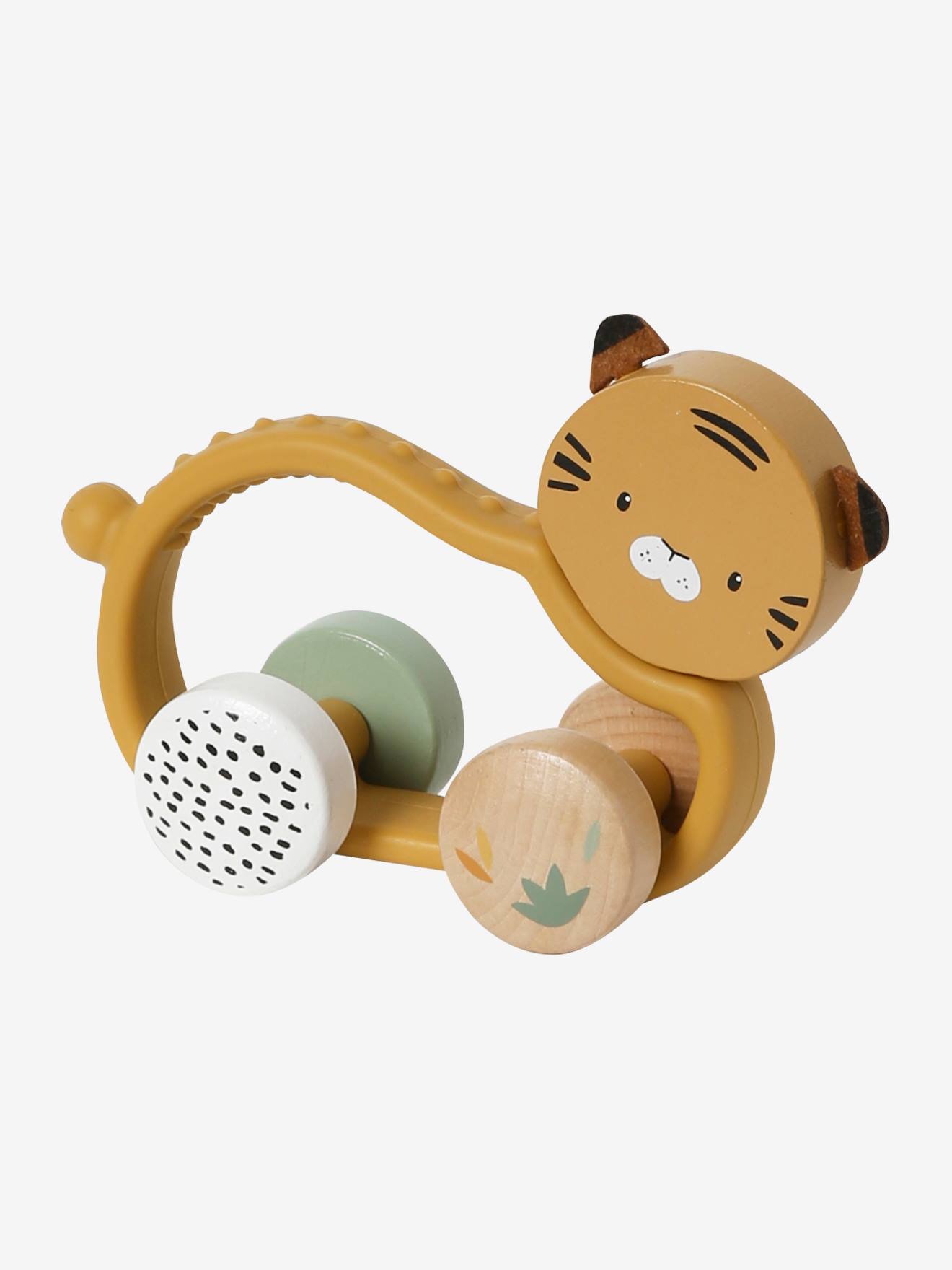 Hochet tigre en silicone et bois FSC tanzanie orangé
