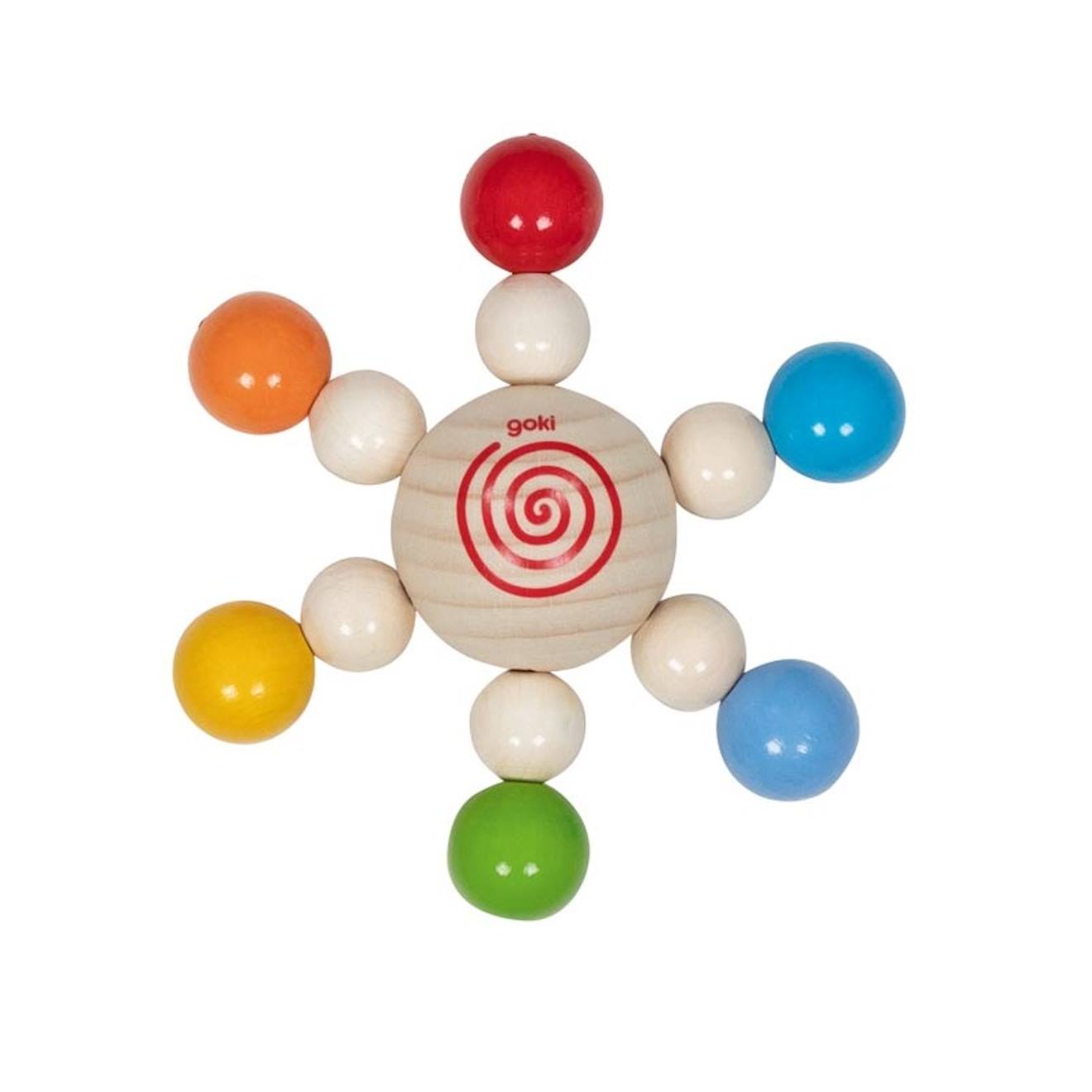 Hochet toupie de perles beige