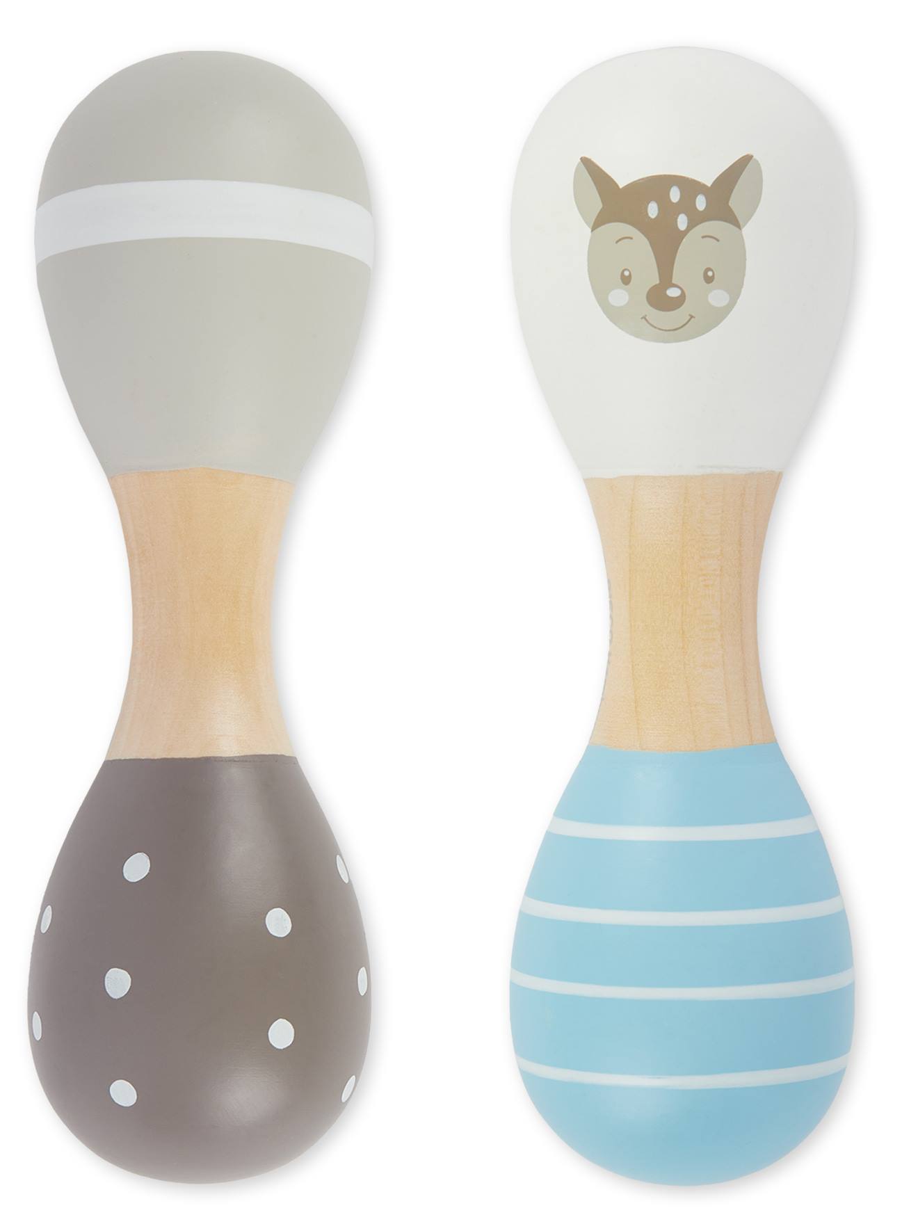 Hochets en bois lot de 2 - motif faon reh