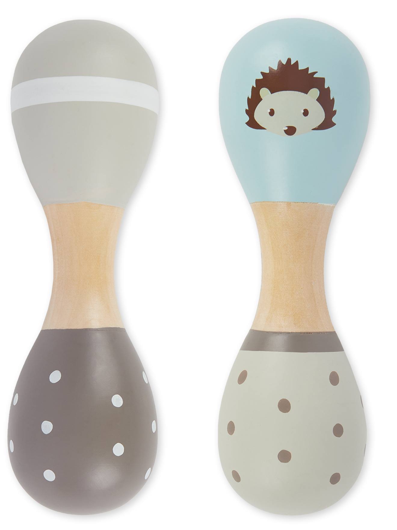 Hochets en bois lot de 2 - motif faon igel
