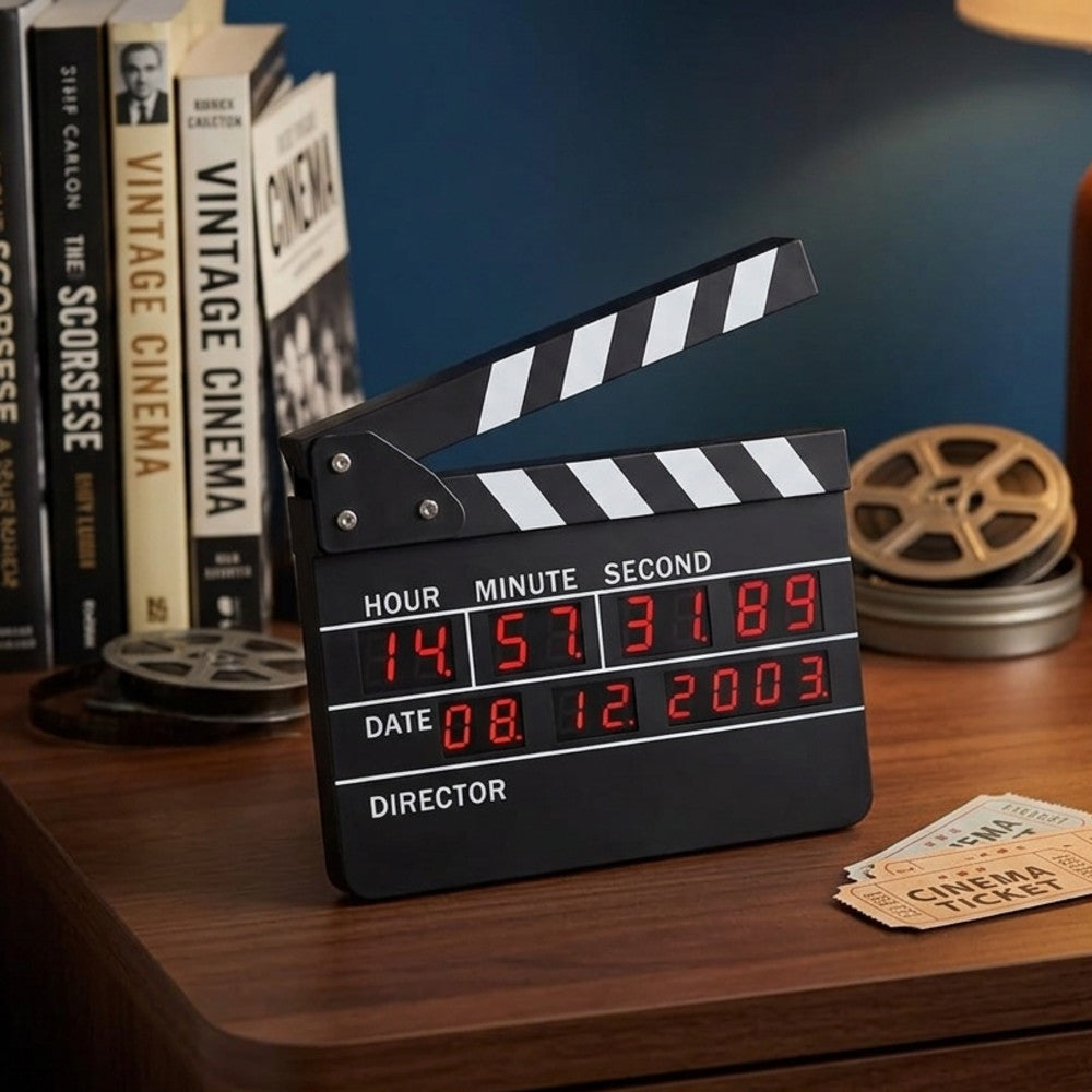 Horloge Réveil Clap de Cinéma - Horloge Originale
